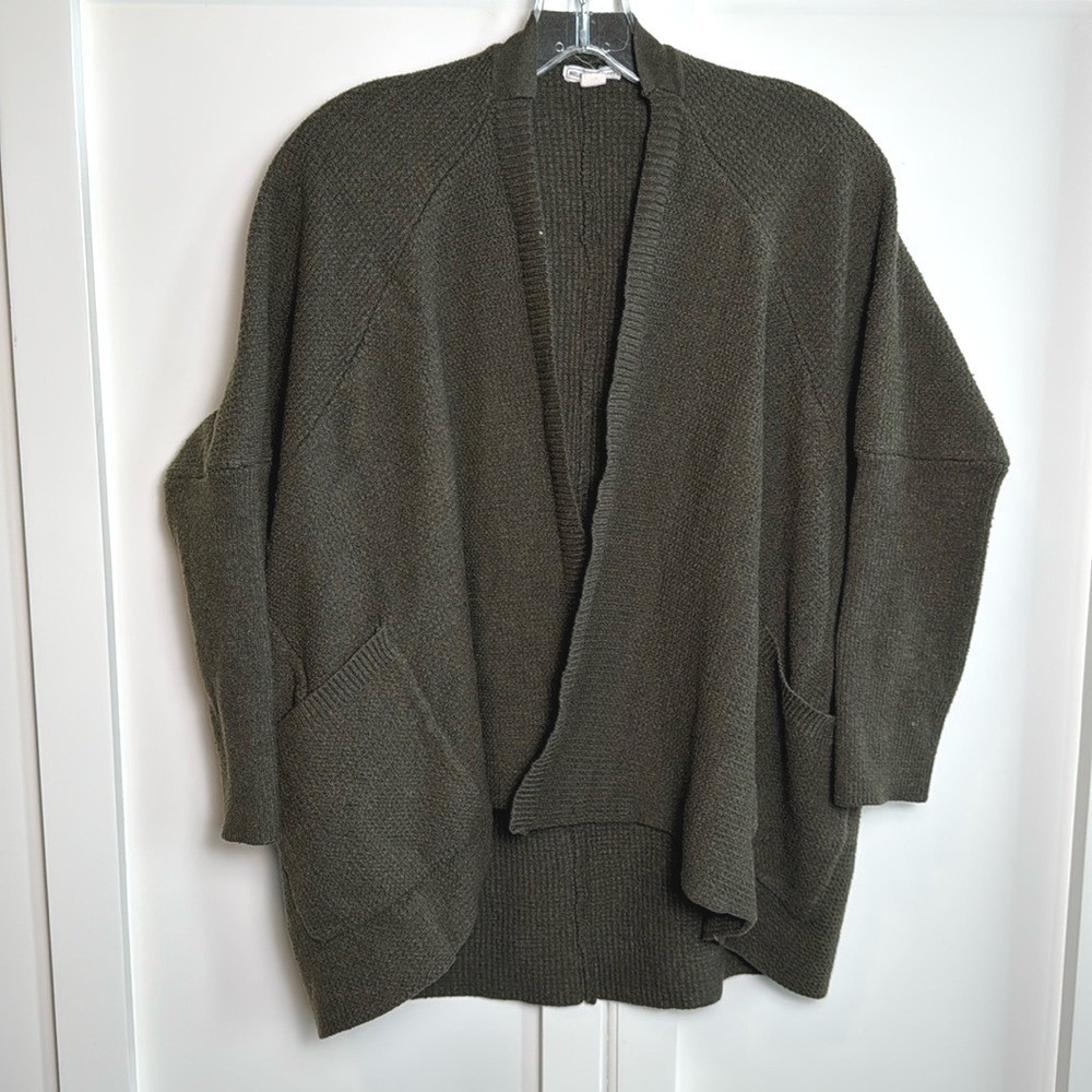 Melrose and Market Olive Green Knit Open‎ Front Cardigan Sweater XS S